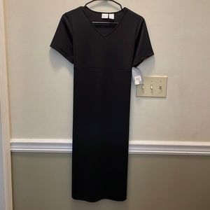 145 NWT In Due Time Maternity Long Black Stretch Dress Womens Size S
